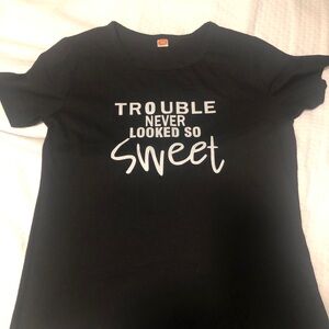 Kids Black Graphic Tee with White Text